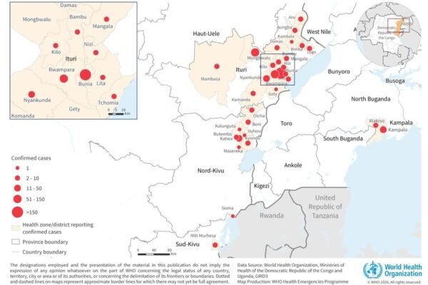 Penyakit Ebola yang disebabkan oleh virus Bundibugyo, Republik Demokratik Kongo & Uganda
